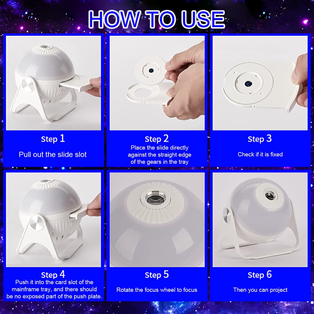 IOIUSKKU Dormitorio Proyector Luz Mesita de noche Gabinete de noche Alimentado por USB Ajustable Cielo estrellado Proyección Lámpara de noche Vacaciones