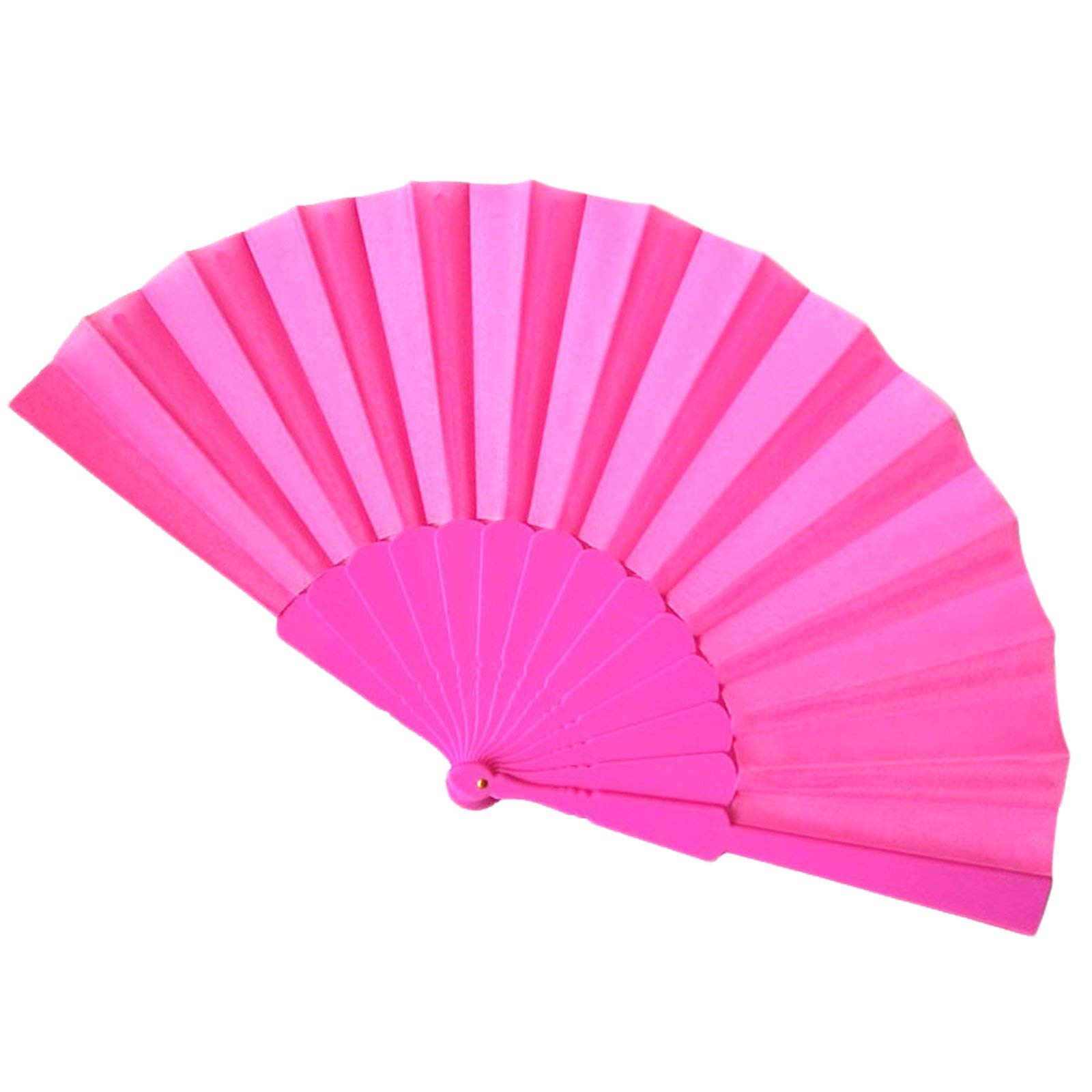Ws Uk Hot Pink Fabric Handheld Folding Fan [Hot Pink]