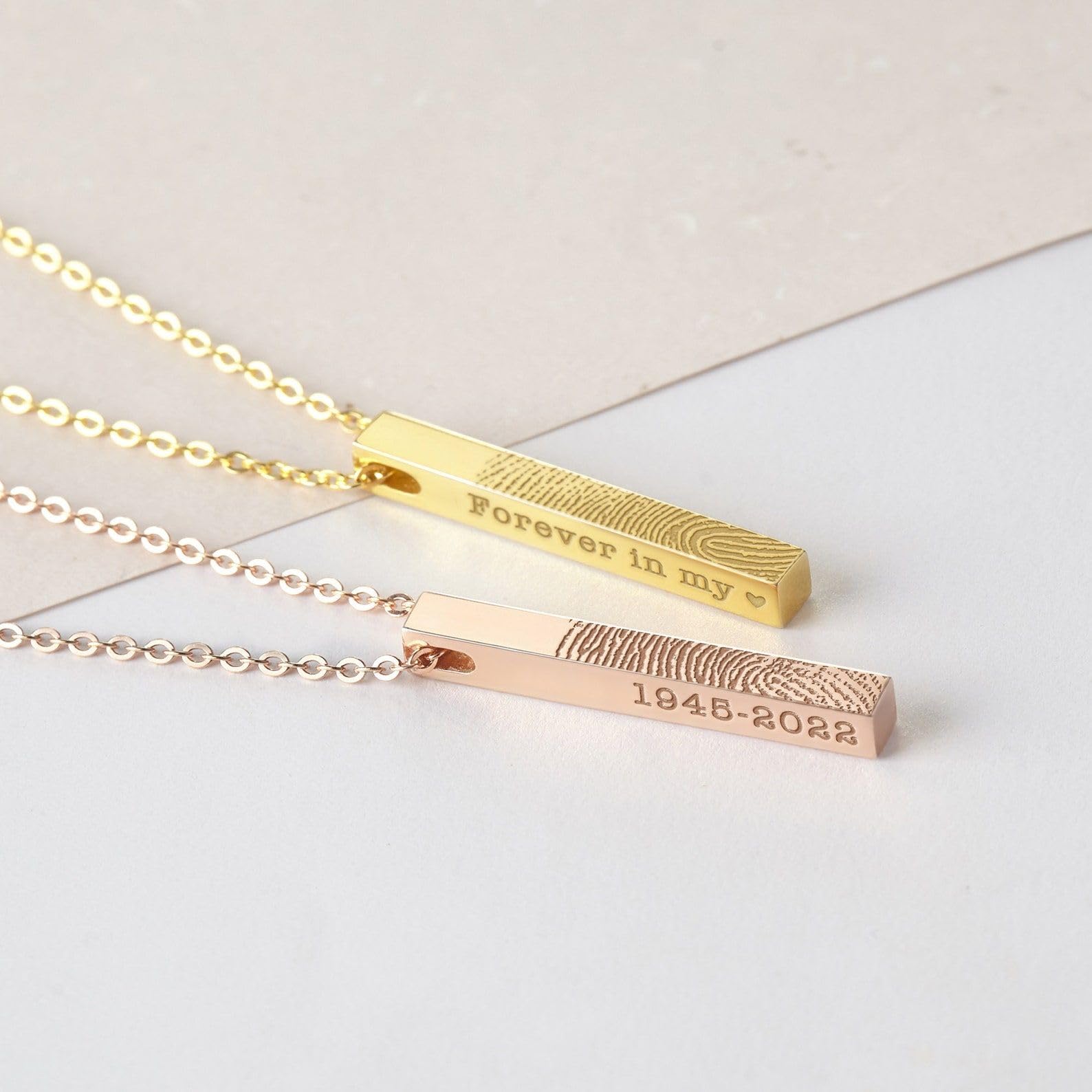 En recuerdo de para hombre, real collar con huella digital, huella del pulgar joya barra collar con digital para Deceased papá Día de la Madre Navidad cumpleaños aniversario