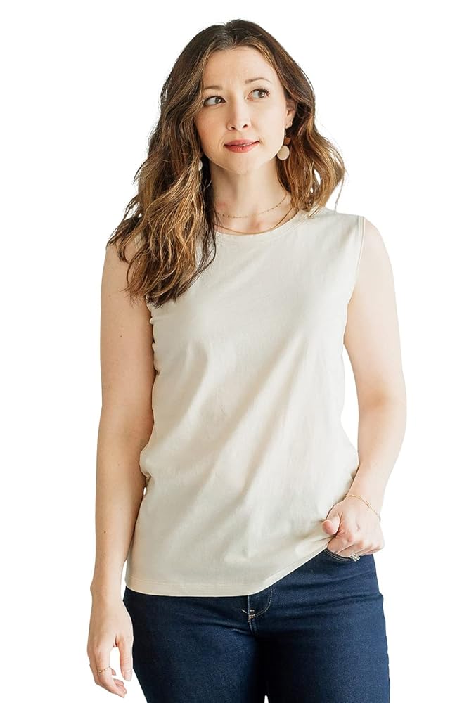 ★andar★ Pigment Cotton Sleeveless Washed Organic Cotton Poplin Sleeveless Shirt | EILEEN FISHER