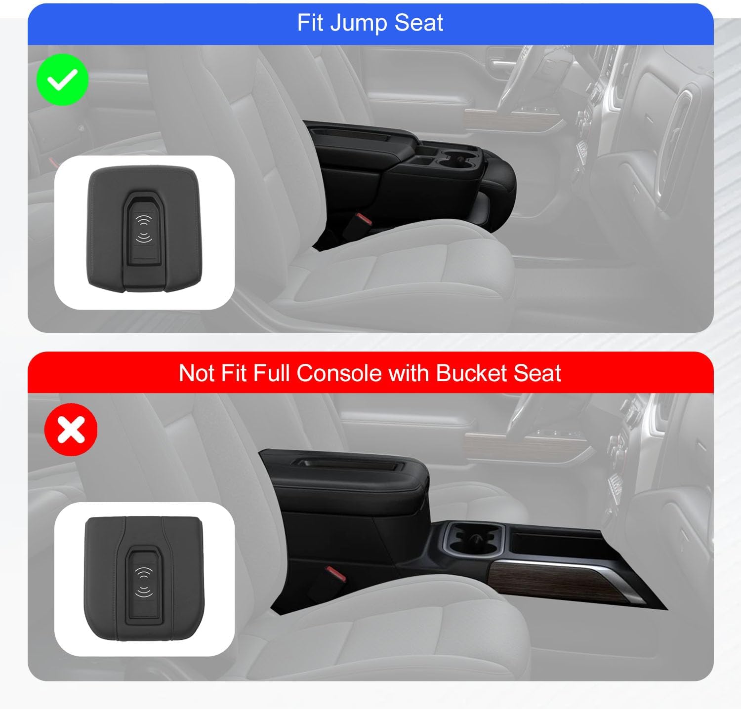 Xipoo Wireless Charger Compatible with 2019-2026 Chevy Silverado GMC Sierra 1500 20-26 2500HD 3500HD Wireless Charger Tray 15W Fast Jump Seat Replacement for 2019-2026 Chevy Silverado Accessories