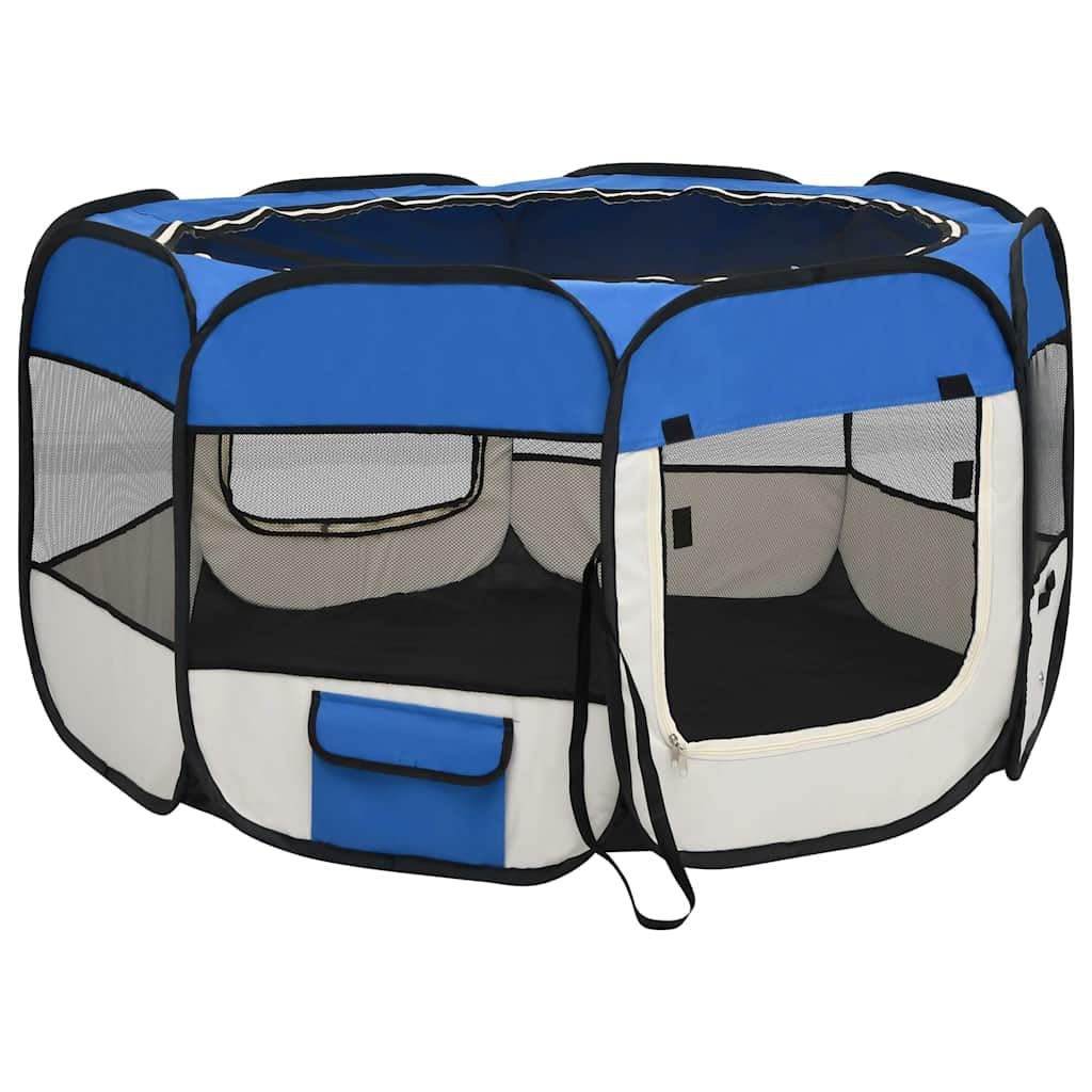 Parque plegable para cachorros de poliéster y acero, 110 x 110 x 58 cm, con bolsa de transporte, perrera plegable para entrenamiento, protección, seguridad, parque infantil y espacio para