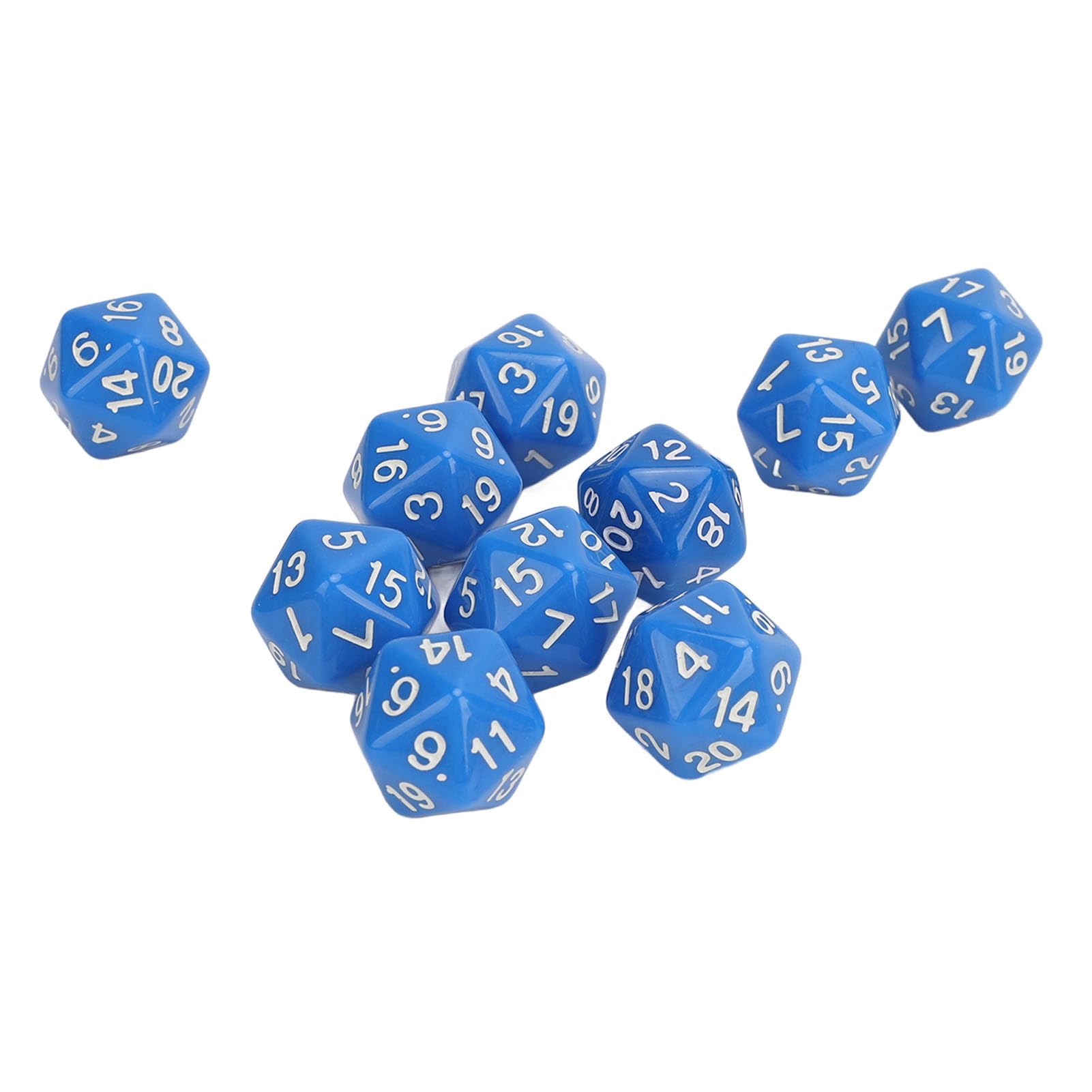 Zestaw Kości Wielościennych, 10 Sztuk 20-stronnych Kości ze Złotymi Liczbami do Gier Stołowych Dungeons and Dragons RPG (BLUE)