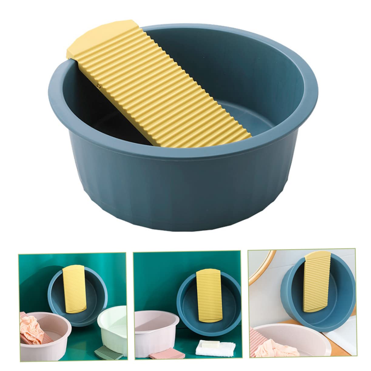 Babykleidung Waschbecken Waschbrett aus Robustem Pp Kunststoff Blau Inklusive Waschwanne und Integrierter Waschbrettfläche zum Handwaschen von Neugeborenen und Säuglingskleidung