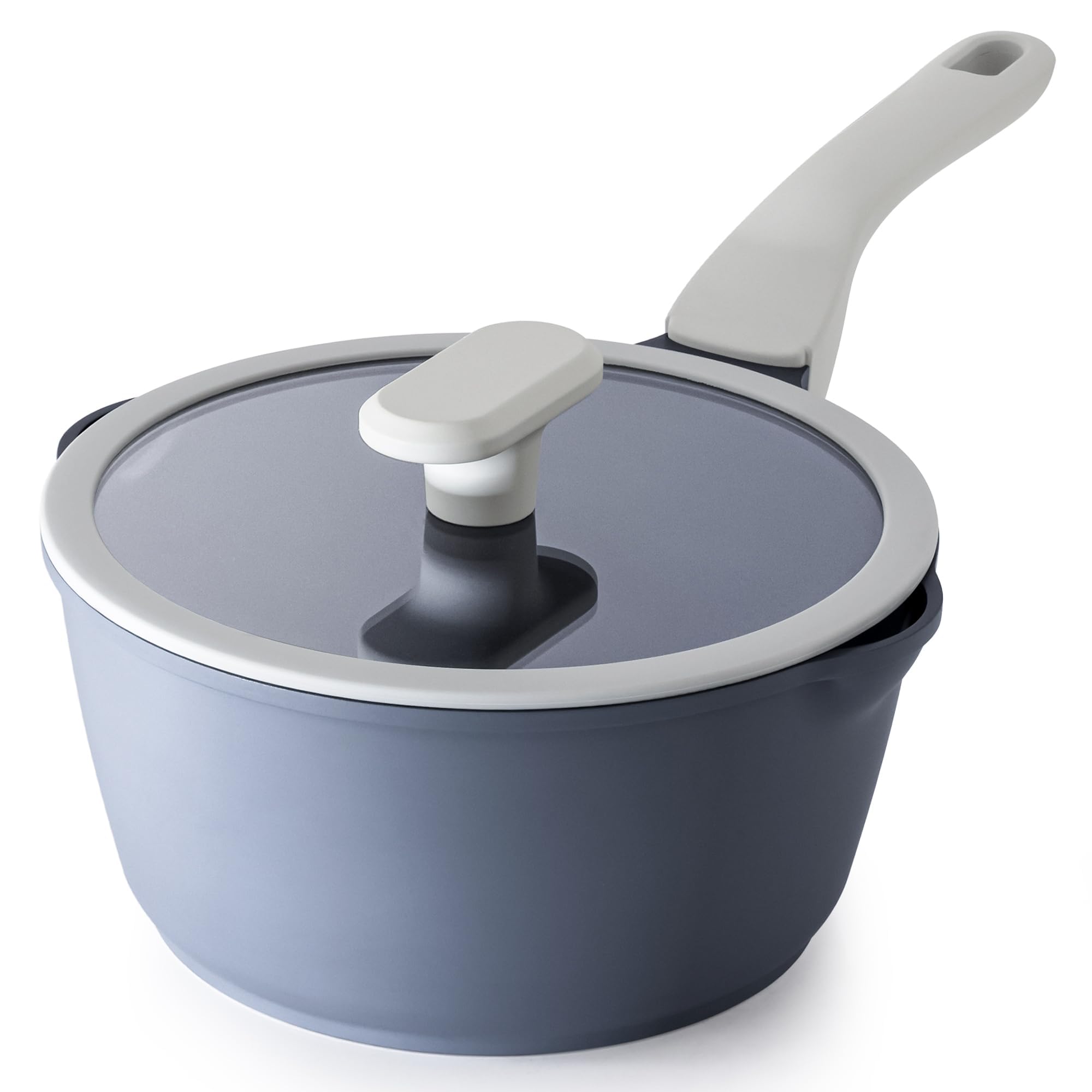 Nonstick Saucepan with Lid, 2.7 Quart Ceramic Sauce Pan, Non Toxic Sauce Pot with Pour Spouts for Multipurpose Use, PTFE, PFOA & PFAS Free, Induction Compatible.