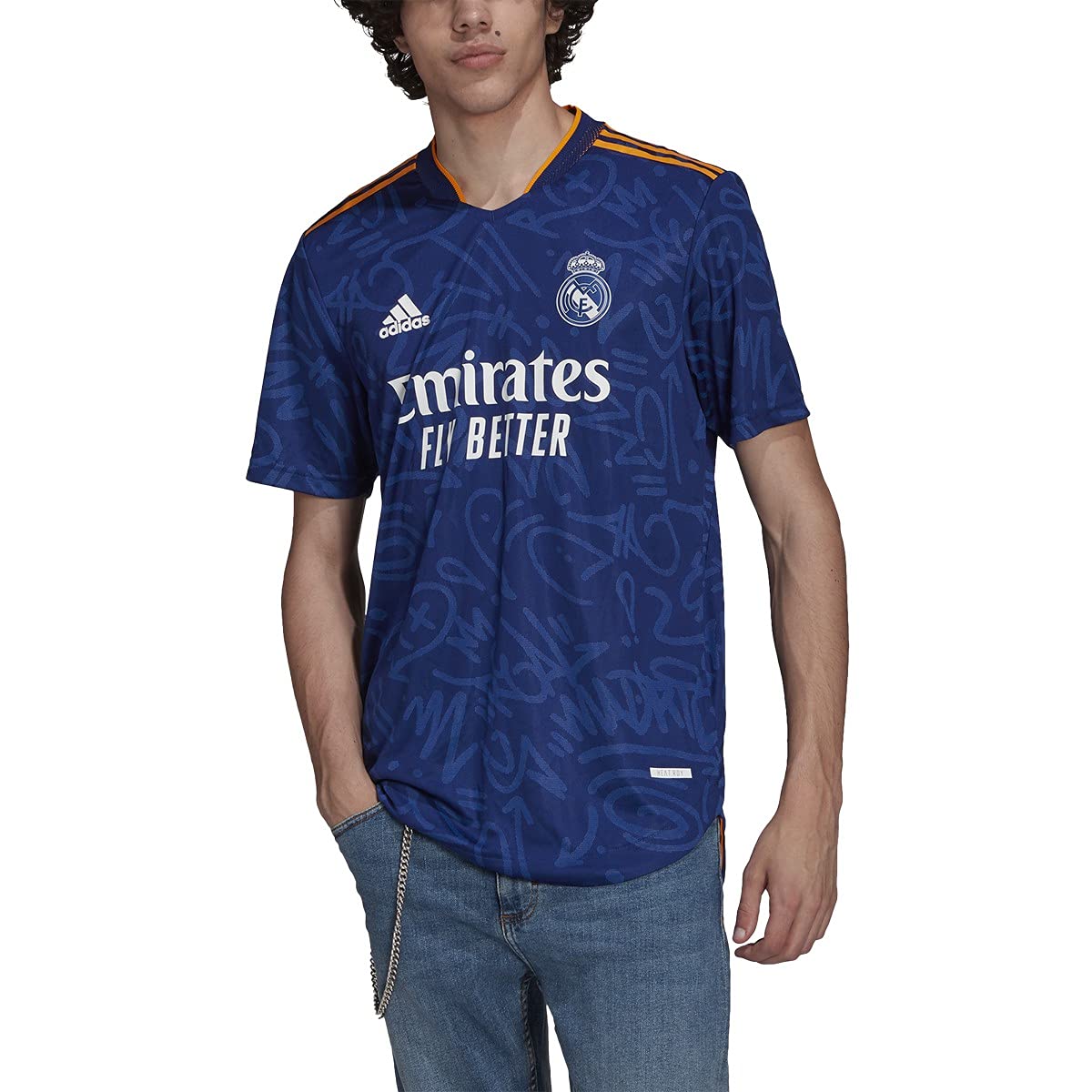 adidas Men's Real Madrid 21/22 Away Authentic Jersey (Victory Blue