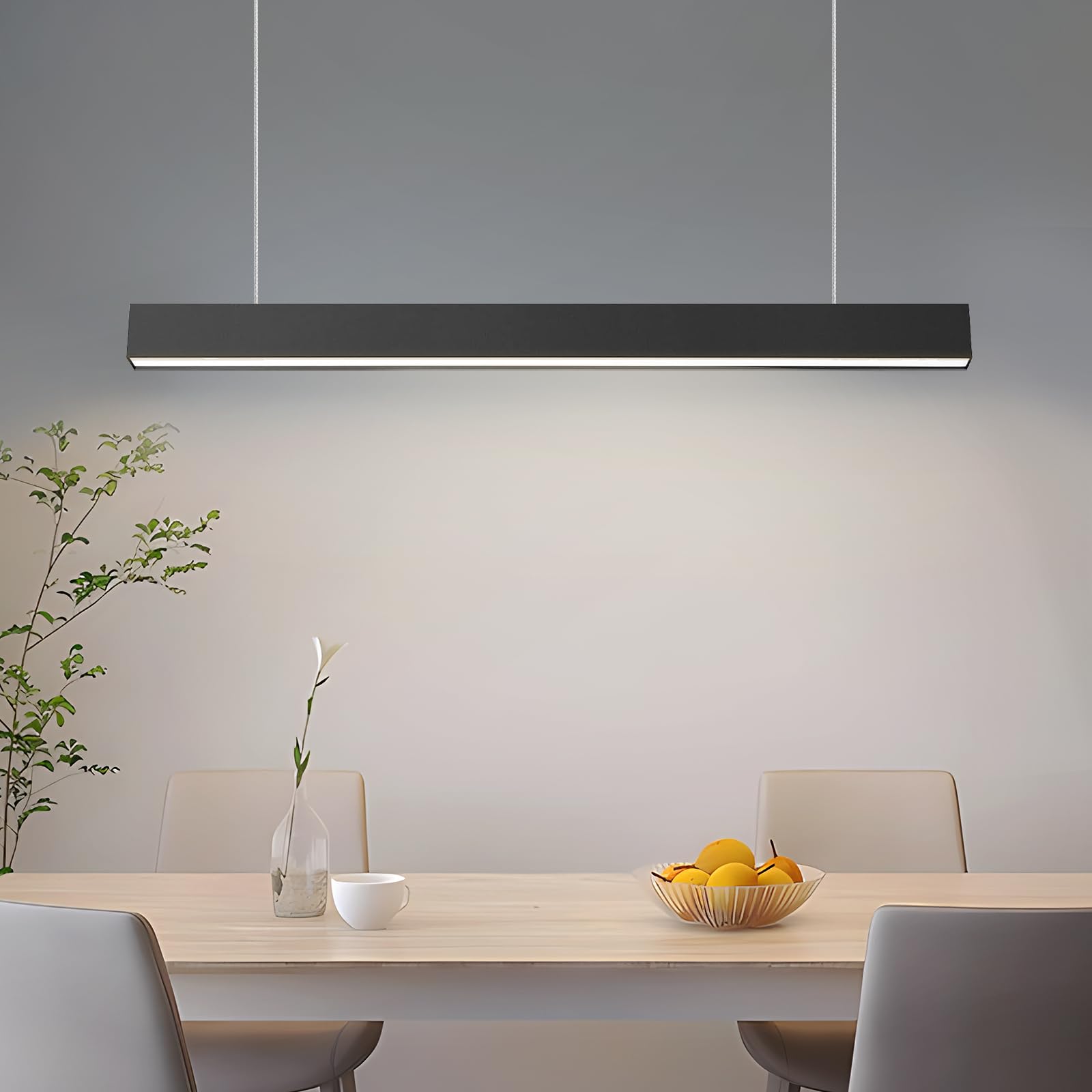 OOWOLF Lámpara colgante LED de 40 W, luz blanca suave focalizada de 4000 K, 110 cm, para oficina, salón, mesa de comedor, garaje