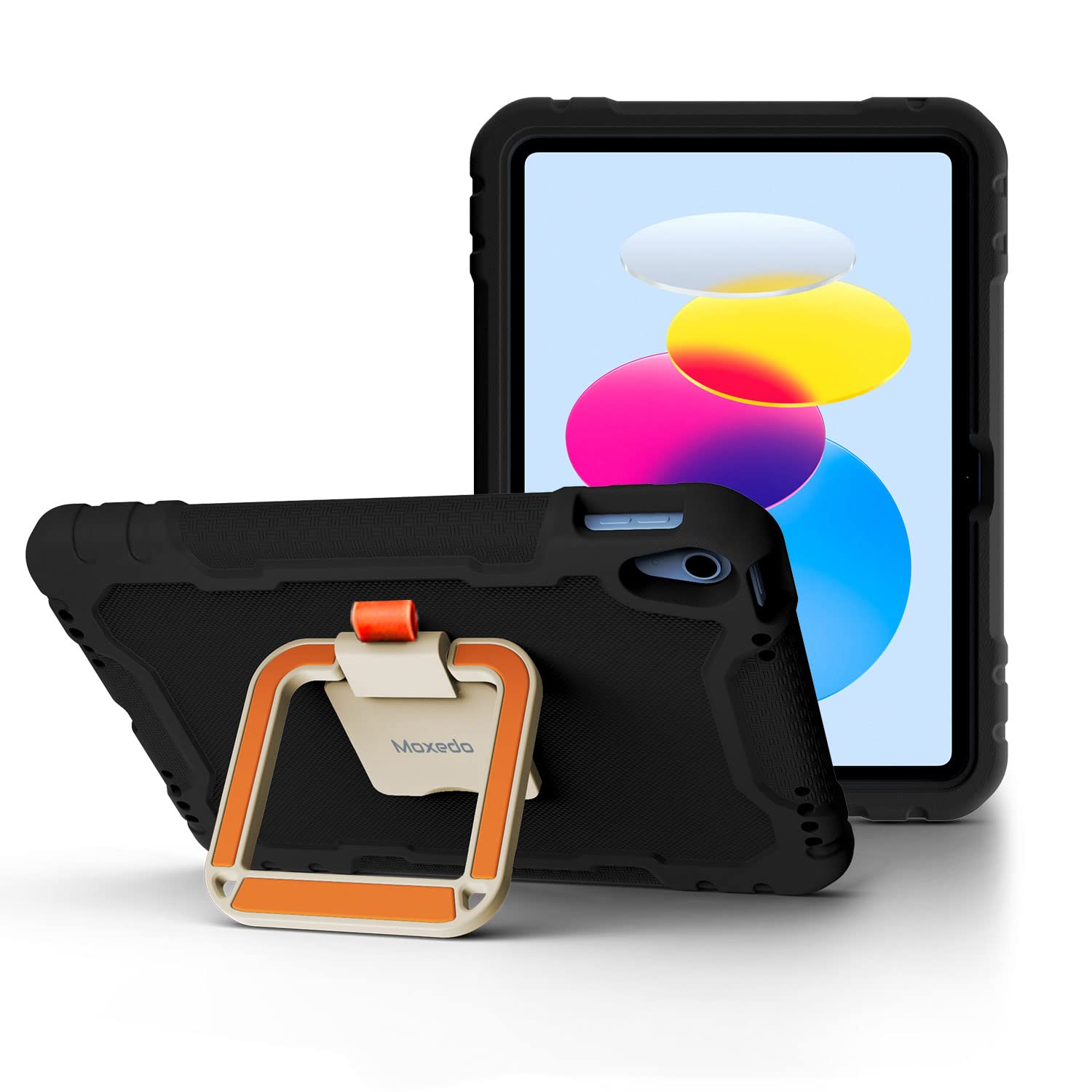 Rugged Protective EVA Silicone Kids Case Cover, Shockproof Foldable 360 Rotatable Stand Handle Grip with Pencil Holder Compatible for Apple iPad 2022 (10th Gen) 10.9 inch (Black)