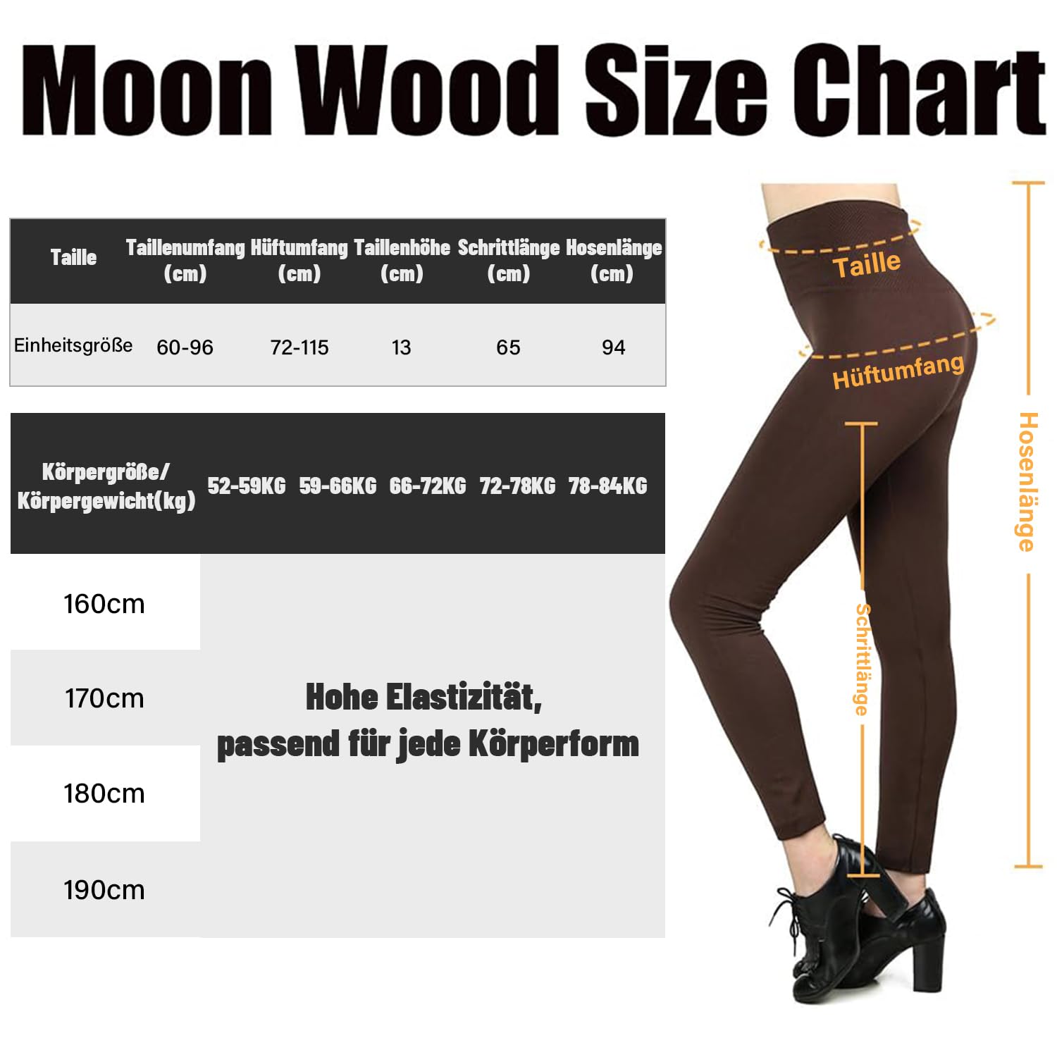 Moon Wood Termiczne legginsy damskie, 7-pak, polarowe, z wysokim stanem, z podszewką do uprawiania sportu i na siłownię