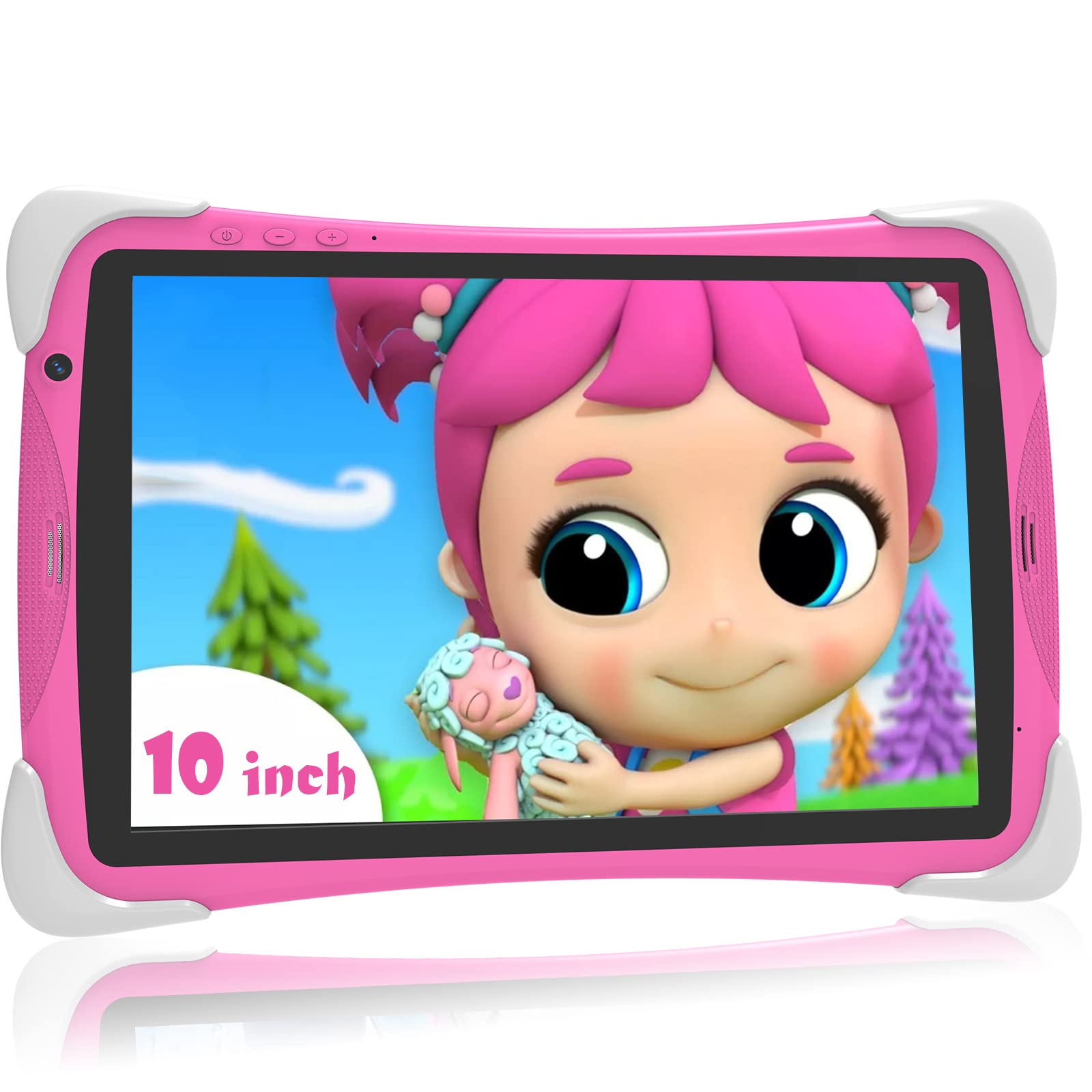 Kids Tablet, 10 Inch Tablet for Kids, Android 12, Parental Control, Kid Content Pre-Installed, 2GB 32GB(SD to 128GB), 6000 mAh Battery, Eye Protection Mode, Google Store, with Stand, Pink