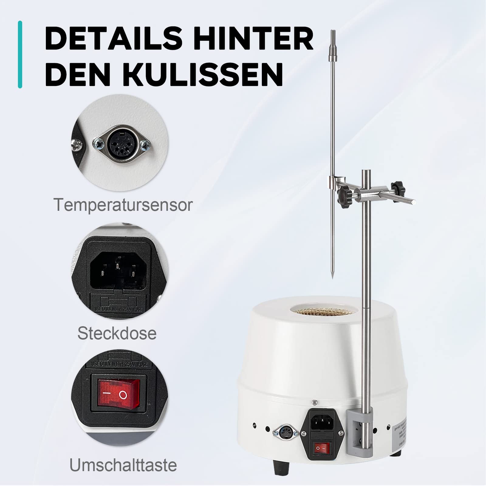 LAB FISH Magnetrührer mit Heizmantel 500ml 250W Labor-Thermostat Digitalanzeige Timer-Funktion