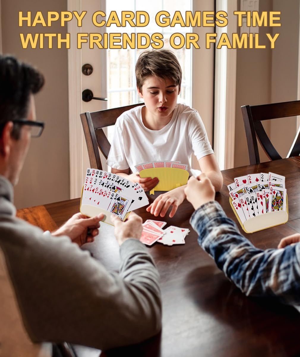 Set De 2 Porte-Cartes Plastique Jaune – Support Mains Libres Pour Jeux De Cartes – Adapté Aux Petites Mains, Personnes Âgées – Rouge Et Jaune
