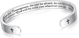 Confirmation Gifts for Teenage Girl Frist Communion Jesus Bracelet Teen Girls Daughter Best Friends Baptism Easter Valentines Christmas Stocking Stuffers Christian Religious be strong and courageous, Adjustable, Stainless Steel, no gemstone