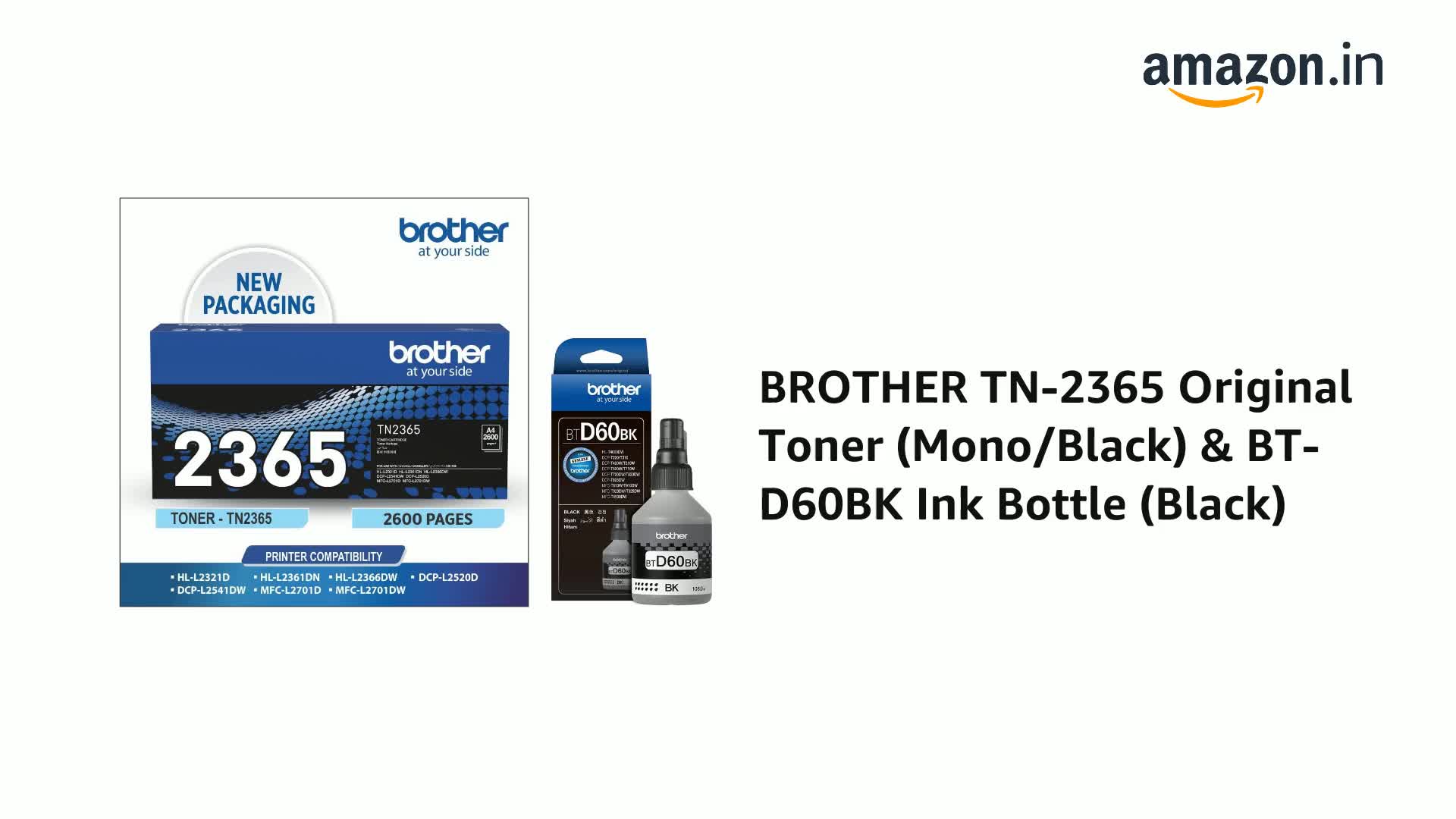 Brother TN-2365 Original Toner (Mono/Black) : Amazon.in: Computers