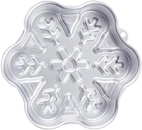 Miniatura 2 de Molde de hornear de aluminio en forma de copo de nieve de 9 pulgadas Molde de pastel de molde de pastel de cumpleaños de lata - copo de nieve