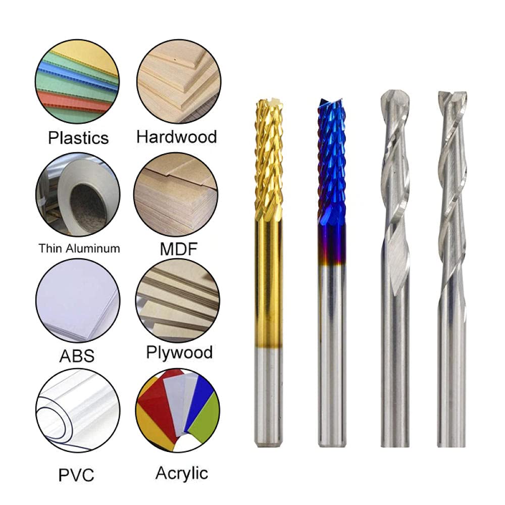 Endmühle Gravur Bits Set nano blau beschichtete CNC-Router-Bits Schneiden Frässchneider 1/8 "Schaft-Hartmetall-Fräswerkzeuge-40pcs Mill Kit 3