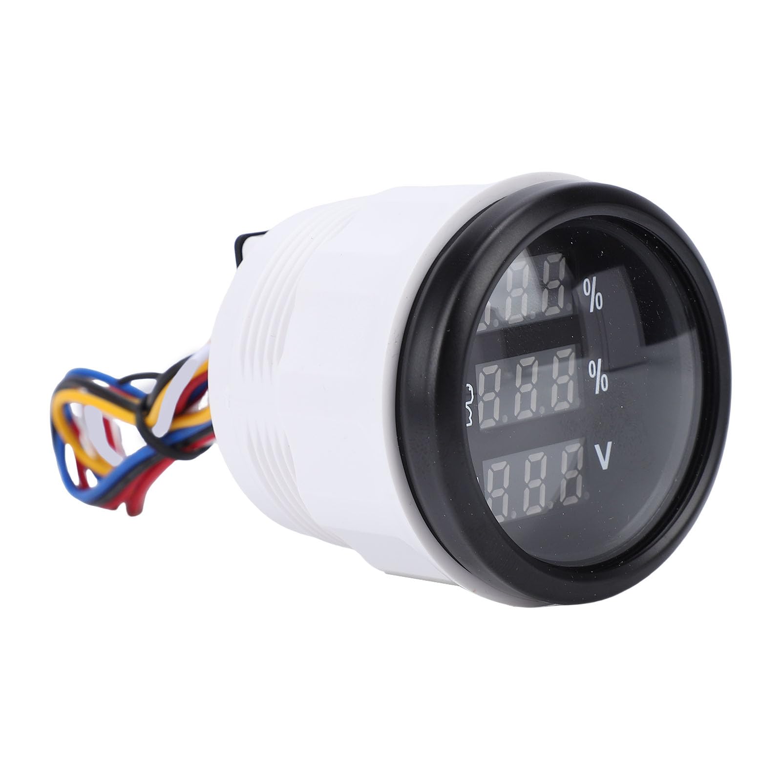 Jauge D'Affichage Numérique de 52 Mm, Compteur Multifonction 3 en 1 pour la Surveillance de la Tension des Eaux Usées du Niveau D'eau, avec Affichage LED Bleu Vif, (Cadran noir Couvercle noir)
