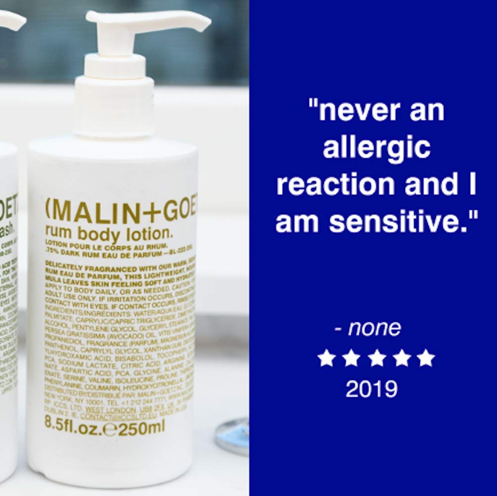 Malin + Goetz Rum Body Lotion – soothing hydrating body lotion for men and women, prevents dry skin, no stripping or irritation. Natural ingredients, cruelty-free, vegan 8.5 Fl Oz : Malin + Goetz: Beauty & Personal Care