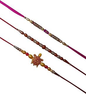 Rakhi 3 Designer Rakhi For Brother Dora Pattern Rakhi For Bhaiya & Bhabhi with Roli Chawal|Bracelet for Boy's & men| Rudraksh Rakhi|Rakhi Combo For Brothers|Best Rakhi For Brother Rakshabandhan