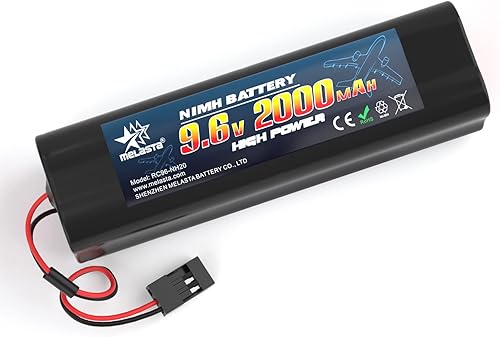 melasta 9.6V 2000mAh NiMH RC receptor batería con conectores Hitec, batería recargable compatible con Futaba RC receptores aviones aviones