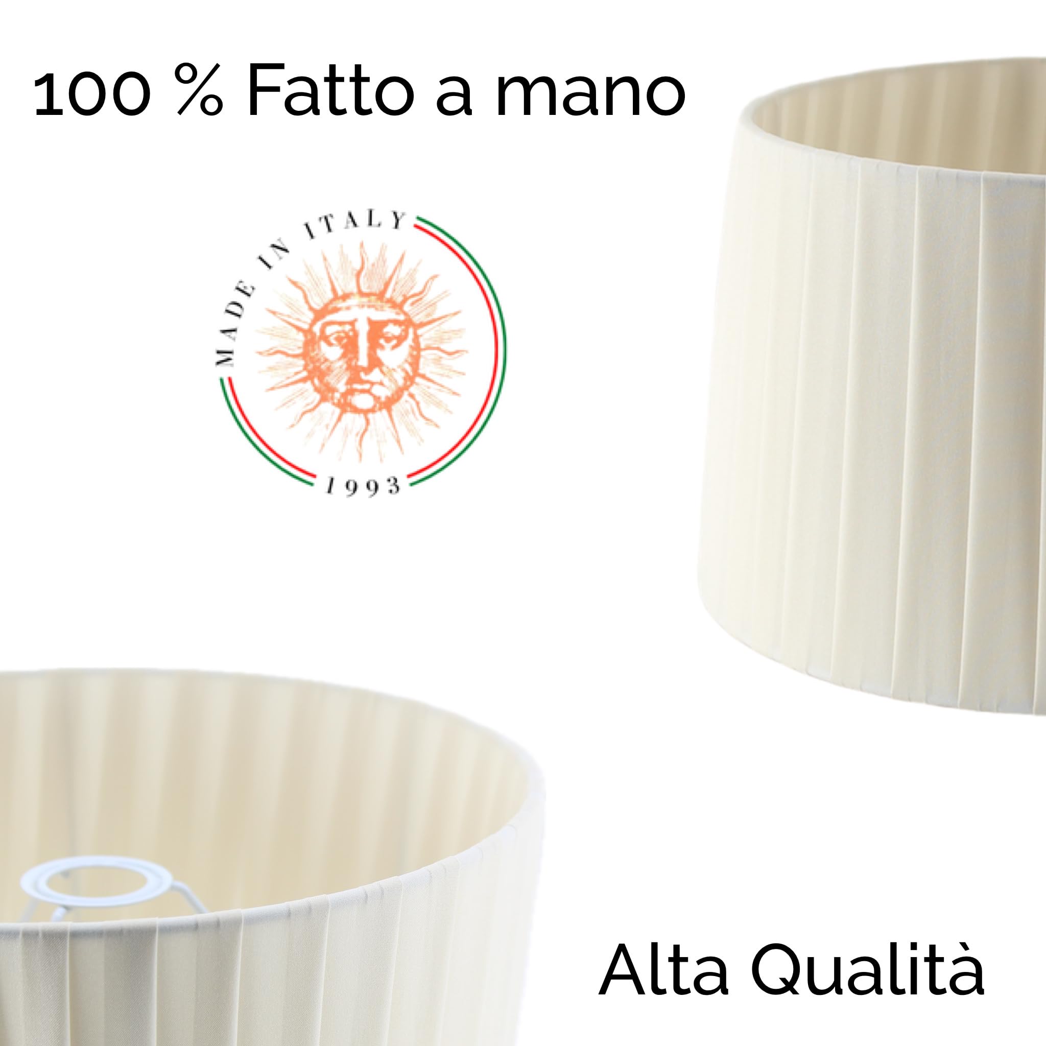 Paralume modello Smart per lampada in tessuto Plissettato Pongè Avorio - Artigianale, autentico Made in Italy (D.25 x D.Sup. 22 H.15 cm (ATTACCO E14))