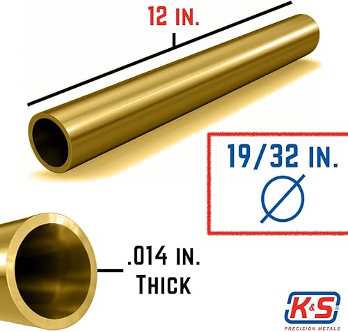 Miniatura 29 de K&S Tubo redondo de latón de precisión 8132-9/32 pulgadas de diámetro exterior x 0.014 pulgadas de pared x 12 pulgadas de largo – Manualidades