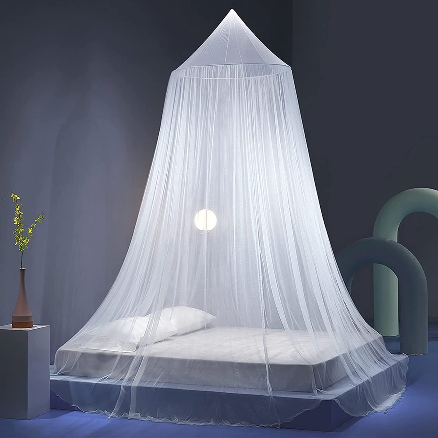 moustiquaire de lit，moustiquaire Ciel de lit, Ciel de lit Bebe, Facile à Installer, Adapté pour Lit Bébé, Lit Simple, Lit Double, Blanc