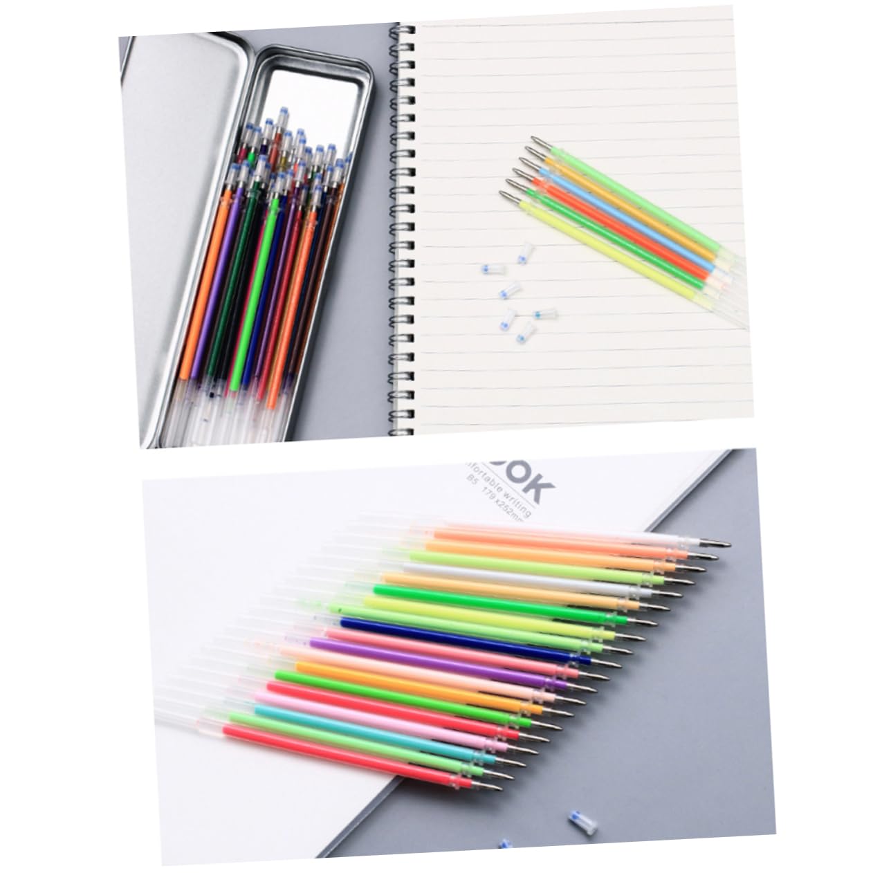 NUOBESTY 3pezzi Ricariche Per Penne Gel Colorate Confezione Da Colori Neon Glitter e Pastel Per Doodle Scrapbooking e Libri Da Colorare Inchiostro Sicuro e Duraturo