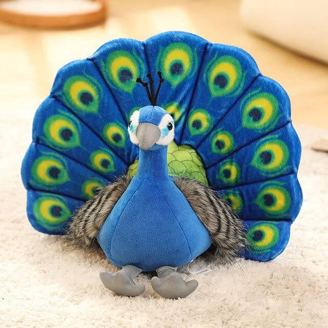 DACASO Réaliste Paon en Peluche Jouets Animaux Soft Bird Peluche Toys Poupées pour Enfants Cadeaux d’Anniversaire de Noël 30cm 2