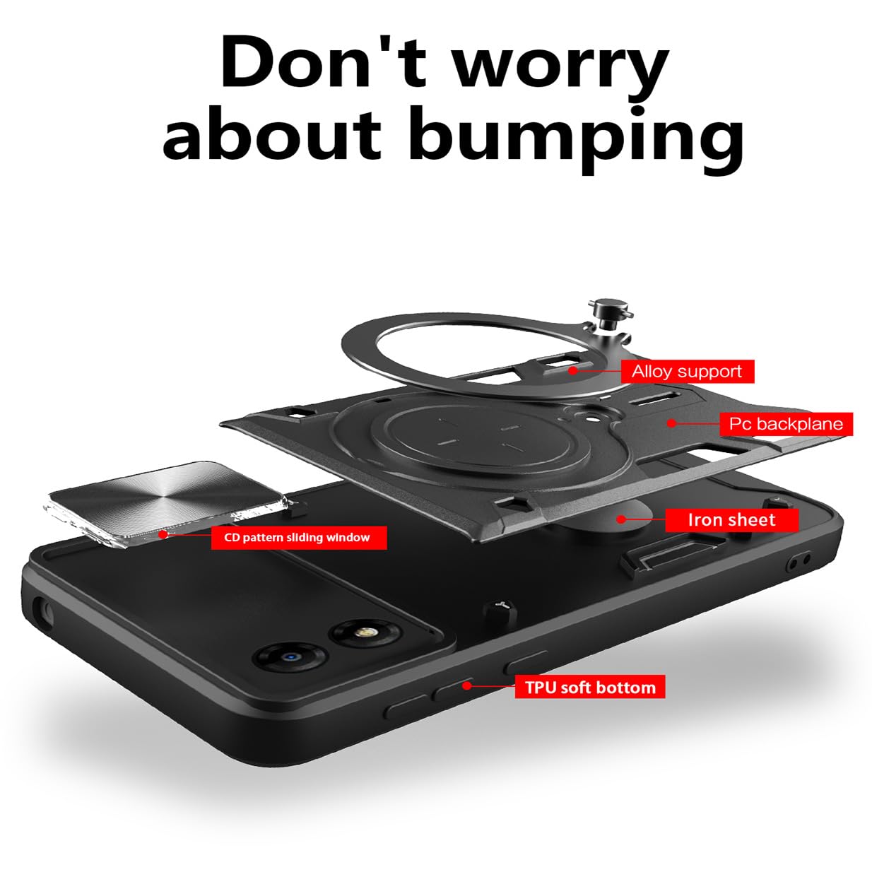 Avizar Coque Pour Motorola Moto E13 Bague Support Vidéo Bleu - Coque