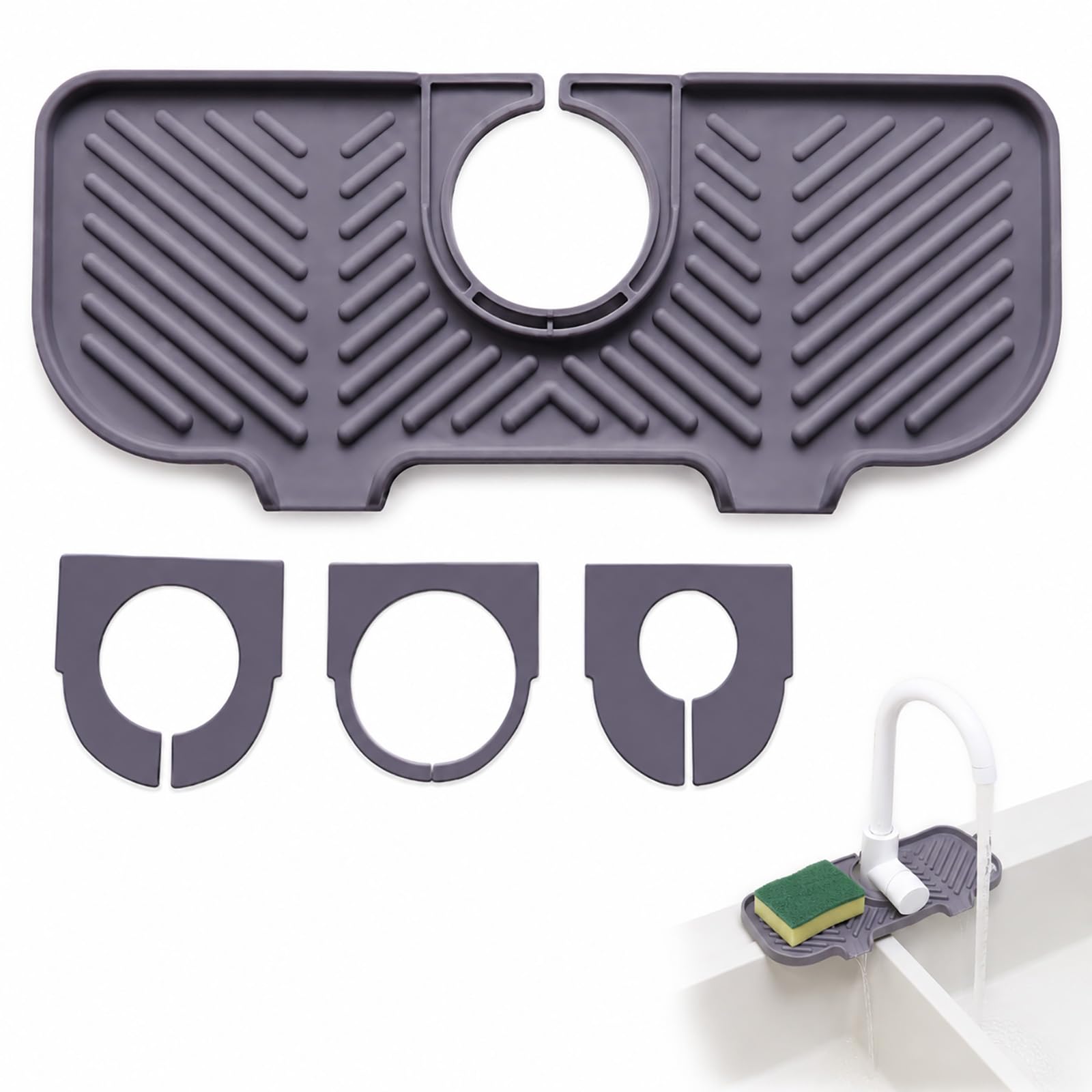 XZJDGBZA Silicone Tap Splash Guard Mat 27x11cm for Kitchen & Bathroom Sinks