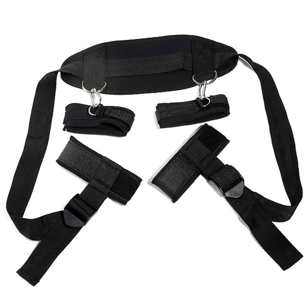 MERRINESS Adjustable Thigh and Wrist Restraint Straps Support Strap Friend with Benefits Black