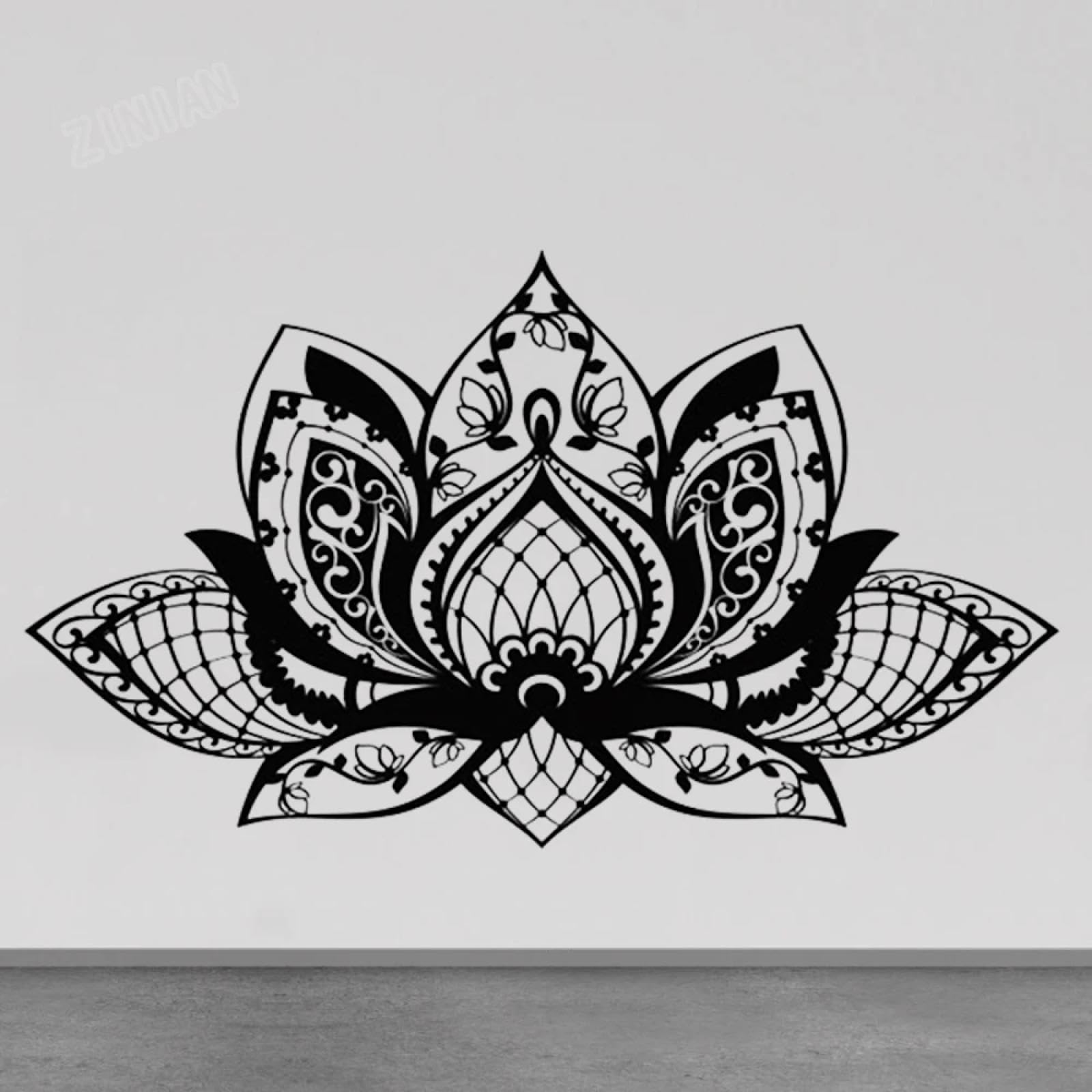 WEIMEIJIE Lotus and Mandala Flower wall Stickers for Living Room Home Decoration, Vinyl, Yoga Studio, Bohemian Decals