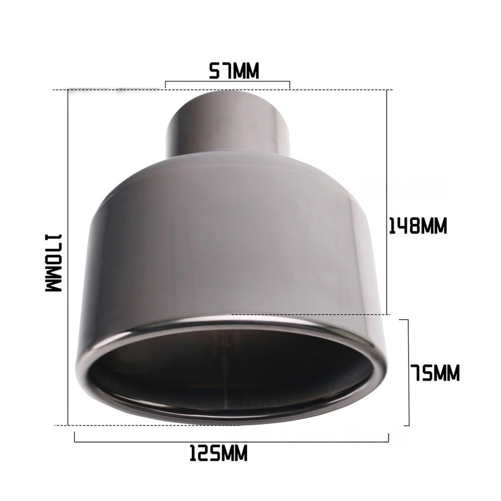 Punta Escape Coche Puntas de Tubo Escape Coche, silenciador Acero Inoxidable con Entrada 57mm, Salida enrollada, Extremo Biselado decoración 125x75mm