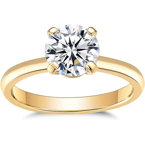IMOLOVE Moissanite Solitaire Engagement Ring for Women, Women's Engagement Rings Moissanite Promise Rings 1CT D Color VVS1 Clarity Wedding band 925 Sterling Silver with 18K Gold Plated