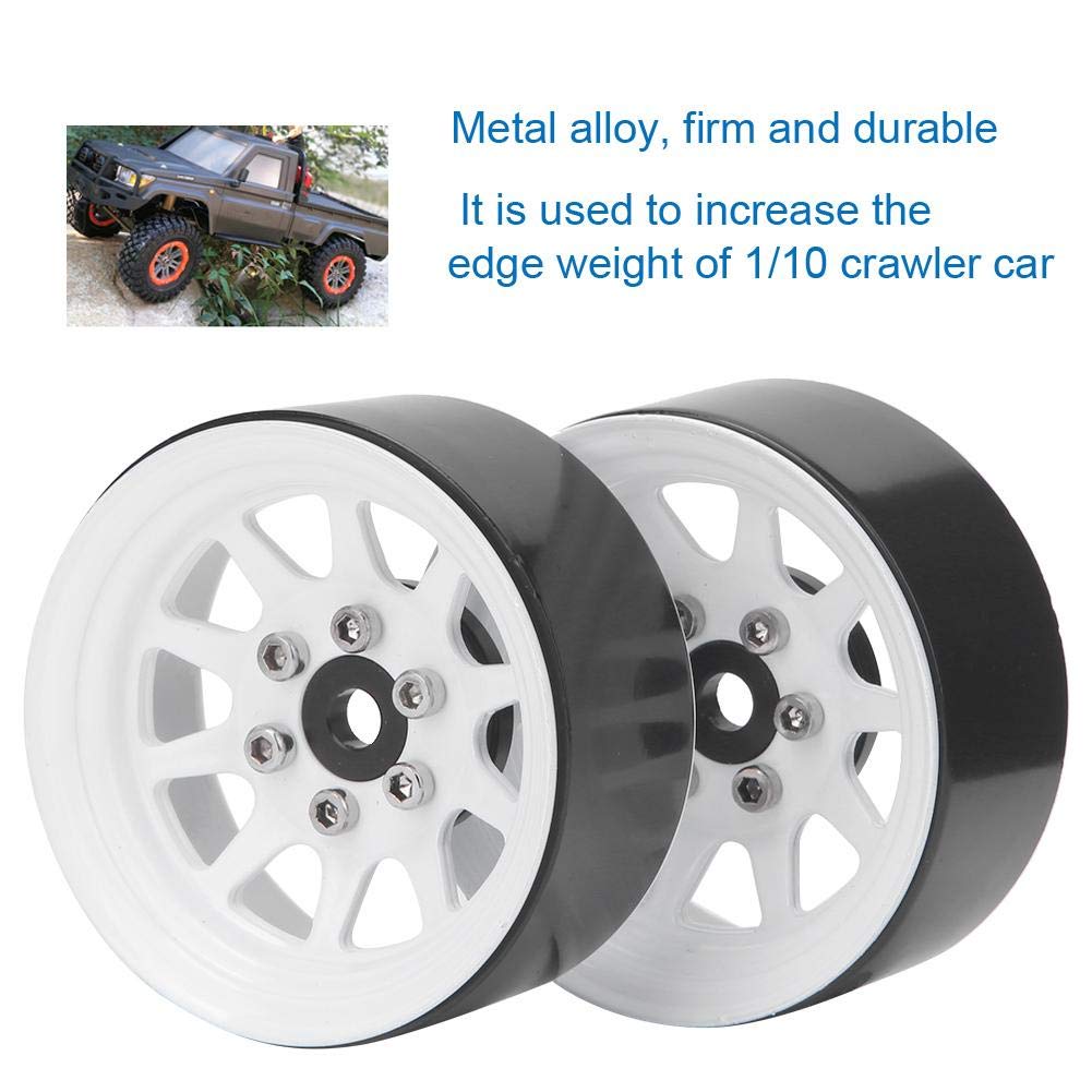 Dilwe Moyeu de Jantes en Alliage Beadlock Compatible avec TRAXXAS -4 1/10 RC Crawler(Blanc)