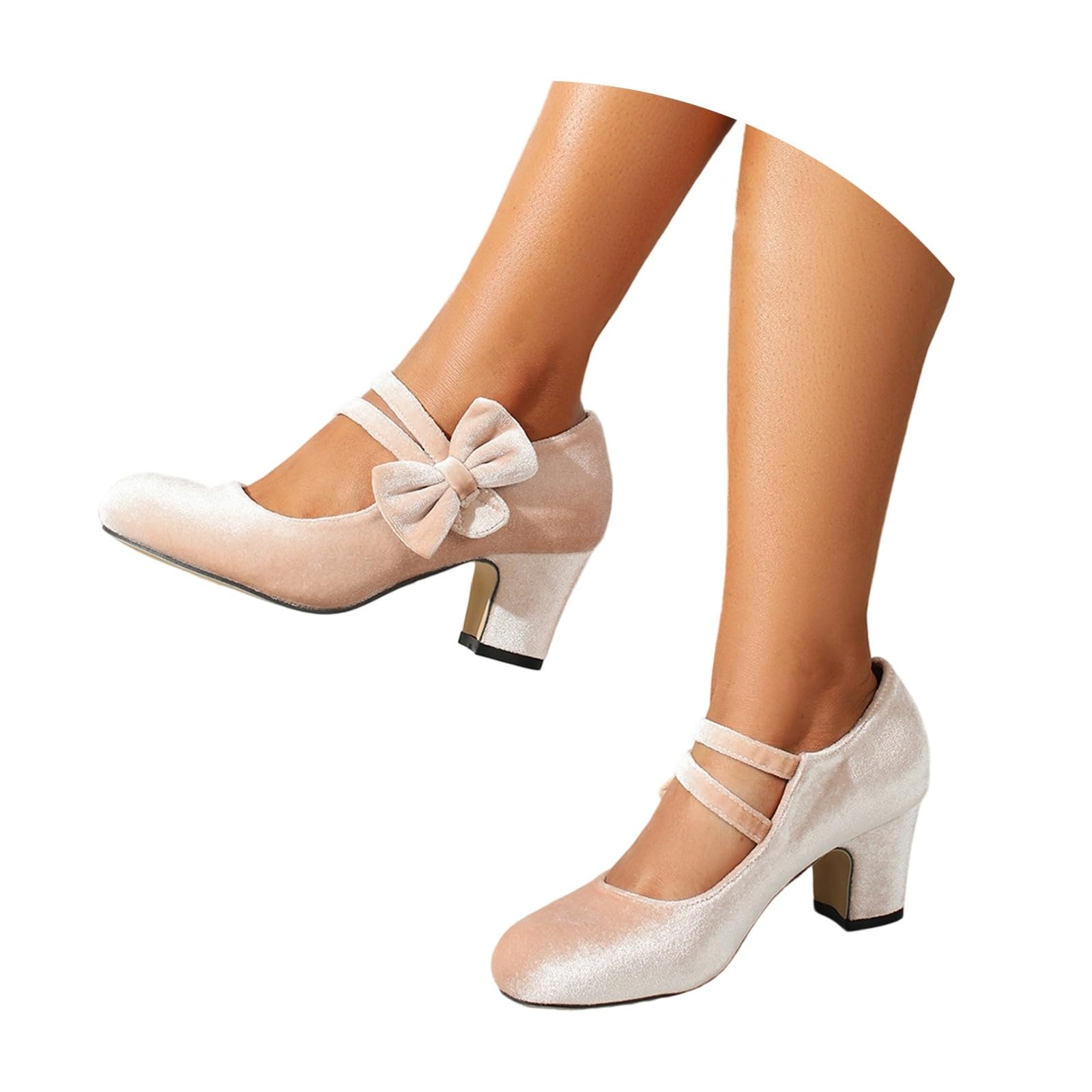Dirndl Schuhe Zum Damen Elegant Und Bequem Weiße Mit Absatz Trachtenschuh Pumps Blockabsatz Für Hohe Peeptoes Flacher Riemchen Damen-Tanzschuhe Oktoberfest Outfit Schicke Kleid Stöckelschuhe 42