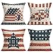 Xihomeli 4 opakowania poszewki na poduszki na sofę Dzień Niepodległości 4 lipca bawełna len Ameryka USA gwiazda paski flaga patriotyczna poszewka na poduszkę 45 x 45 cm do dekoracji domu (4 szt. gwiazda flagowa, 45 cm x 45 cm)