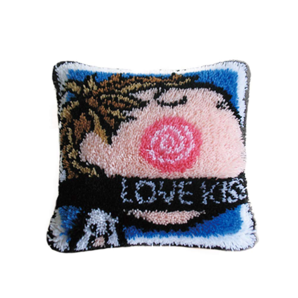 TQQT Latch Hook Rugs Kits DIY Cushion Carpet Mat Pillowcase Cover Hand Craft Cartoon Embroidery Crocheting for Adults Kids Girls Parents Gifts