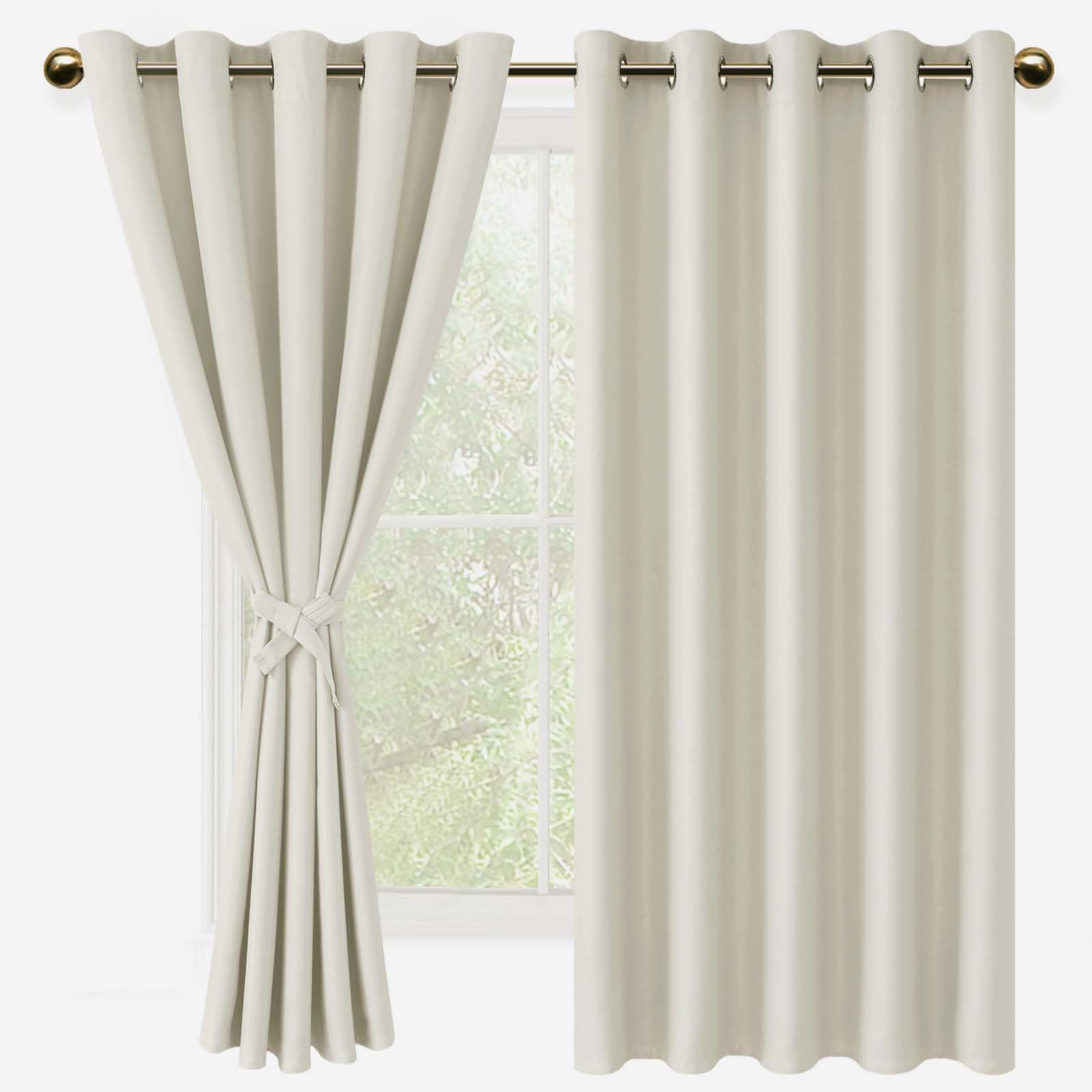 DWCN Blackout Curtains for Bedroom with Tiebacks - Room Darkening Privacy Grommet Top Window Curtains for Living Room, 60 x 63 inch Length, Ivory, Set of 2 Panels — image 1