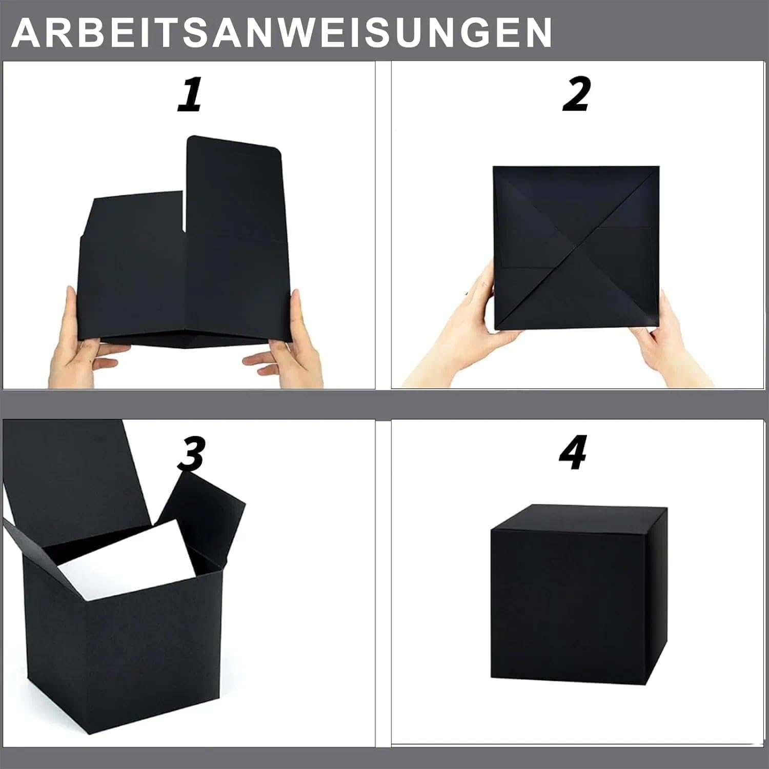 15 boîtes cadeaux en papier kraft noir avec couvercle, 15 x 15 x 15 cm, carrées, pour fêtes et mariages