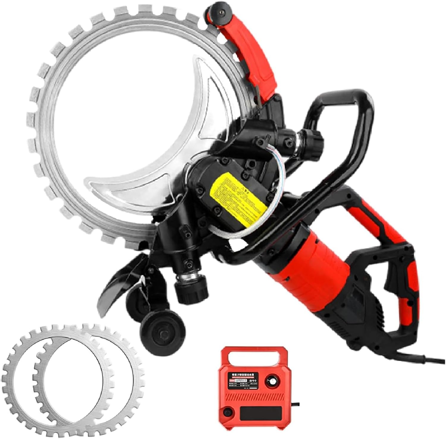 16 in Toroidal Electric Concrete Saw - 8980W Powerhouse | 2 Saw Blades Included | Water Fed Dust Suppression for Granite, Porcelain, Wood, Concrete & Stone