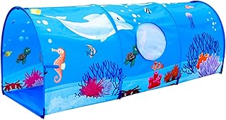 Children Tent Tunnel Toy Arched Undersea Pattern Tunnel Crawling Game Toy for Children, Outdoor Garden Lawn Multiplayer Physical Training Equipment, Kids Birthday Gifts