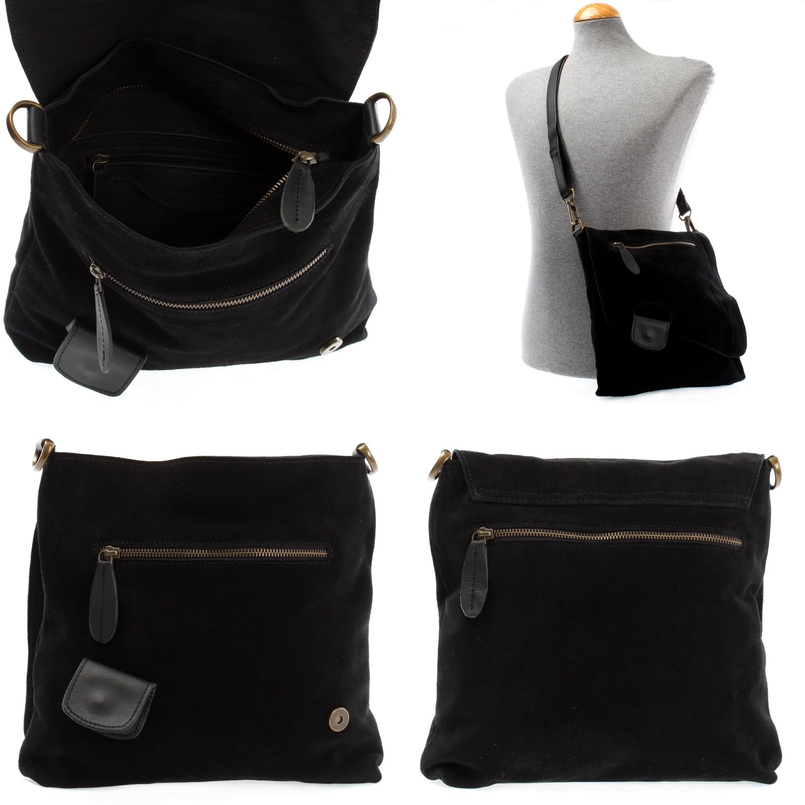 LECONI Umhängetasche für Damen Crossbag Veloursleder Echtleder Natur Damentasche Schultertasche Ledertasche Freizeittasche für Frauen Wildleder Handtasche 29x29x6cm LE3027-VL