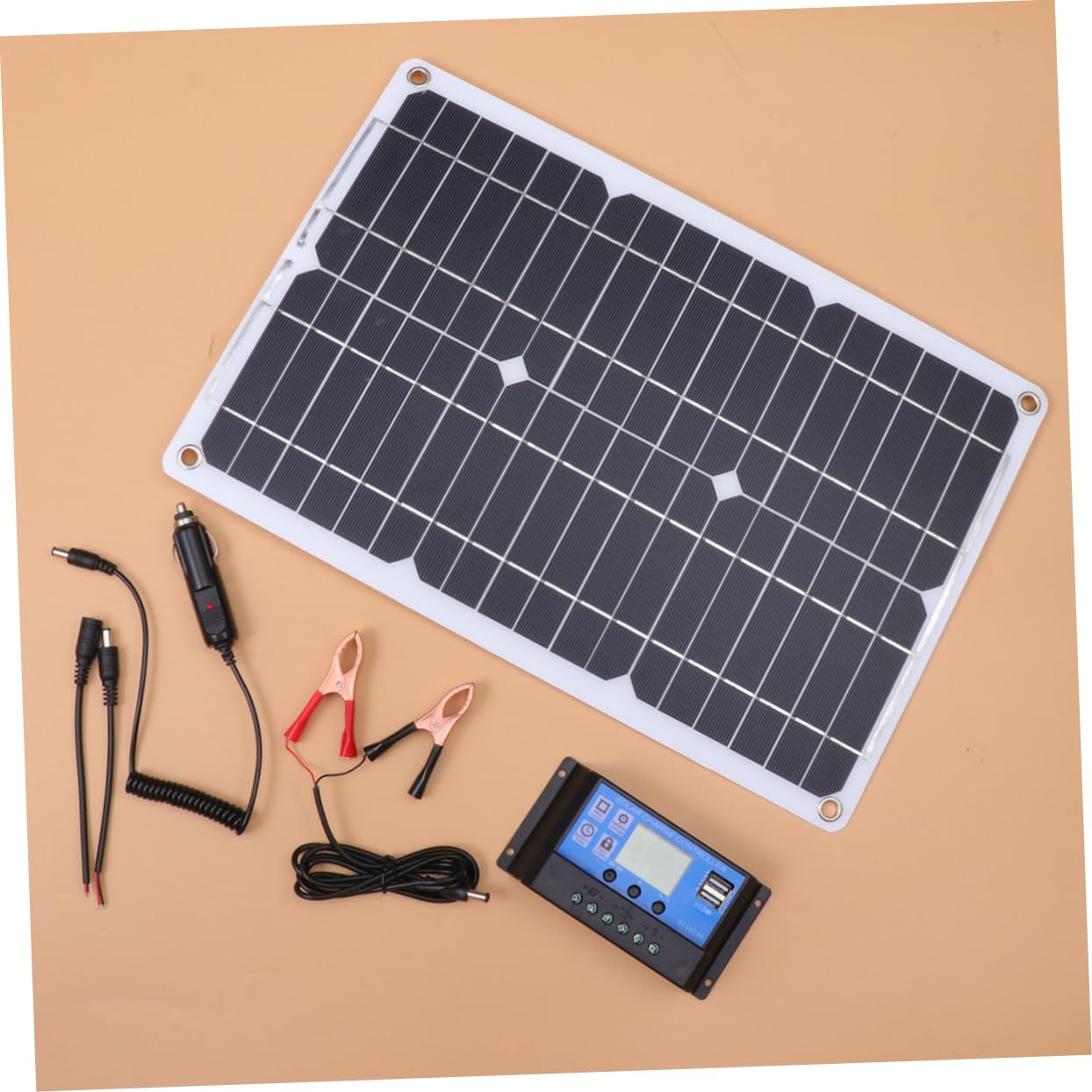 Panneau Solaire 18w Semi-flexible avec Contrôleur, Monocristallin Noir