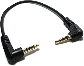 Access M33A-20 Audio Stereo Cable, 7.9 inches (3.5 mm), 4 Poles, Ends, L-Shaped, 90°, Male, Ultra Slim, Smartphones, Tablets, MP3, AUX