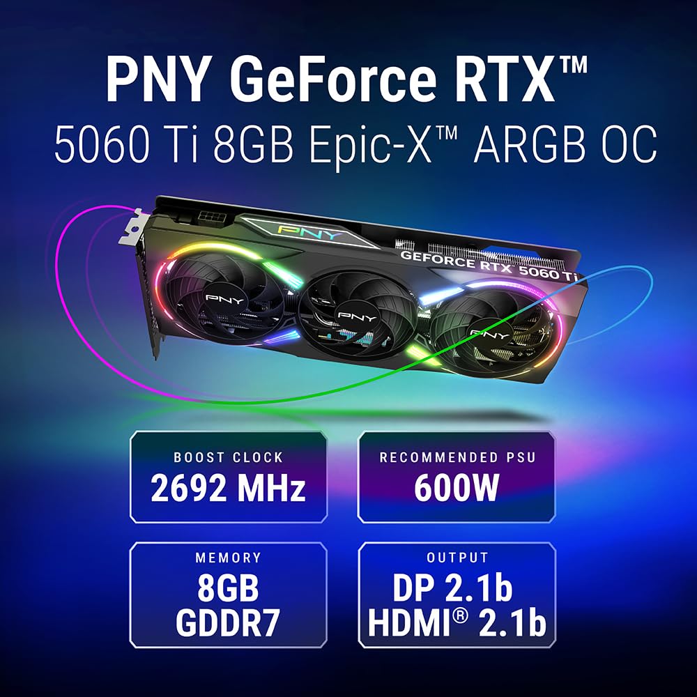 Amazon.com: PNY NVIDIA GeForce RTX™ 5060 Ti Epic-X™ ARGB OC Triple