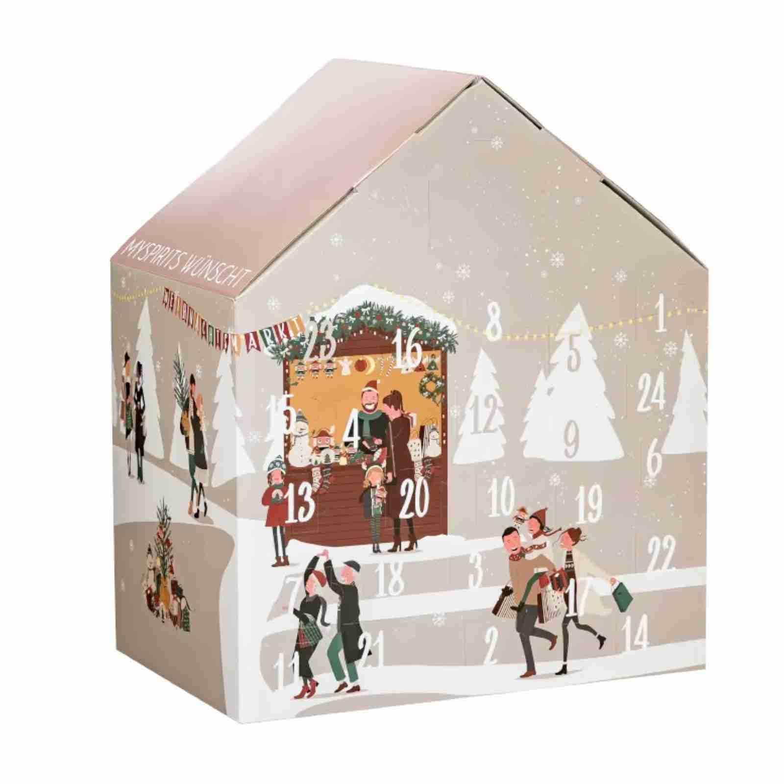 Gin Adventskalender X-Mas Edition mySpirits / 37,5-48% Vol. / 24 x 0,02 l mit Glas