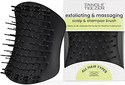 Tangle Teezer - Escova de esfoliação e limpeza do couro cabeludo Scalp Brush Exfoliator. Cor: Preta