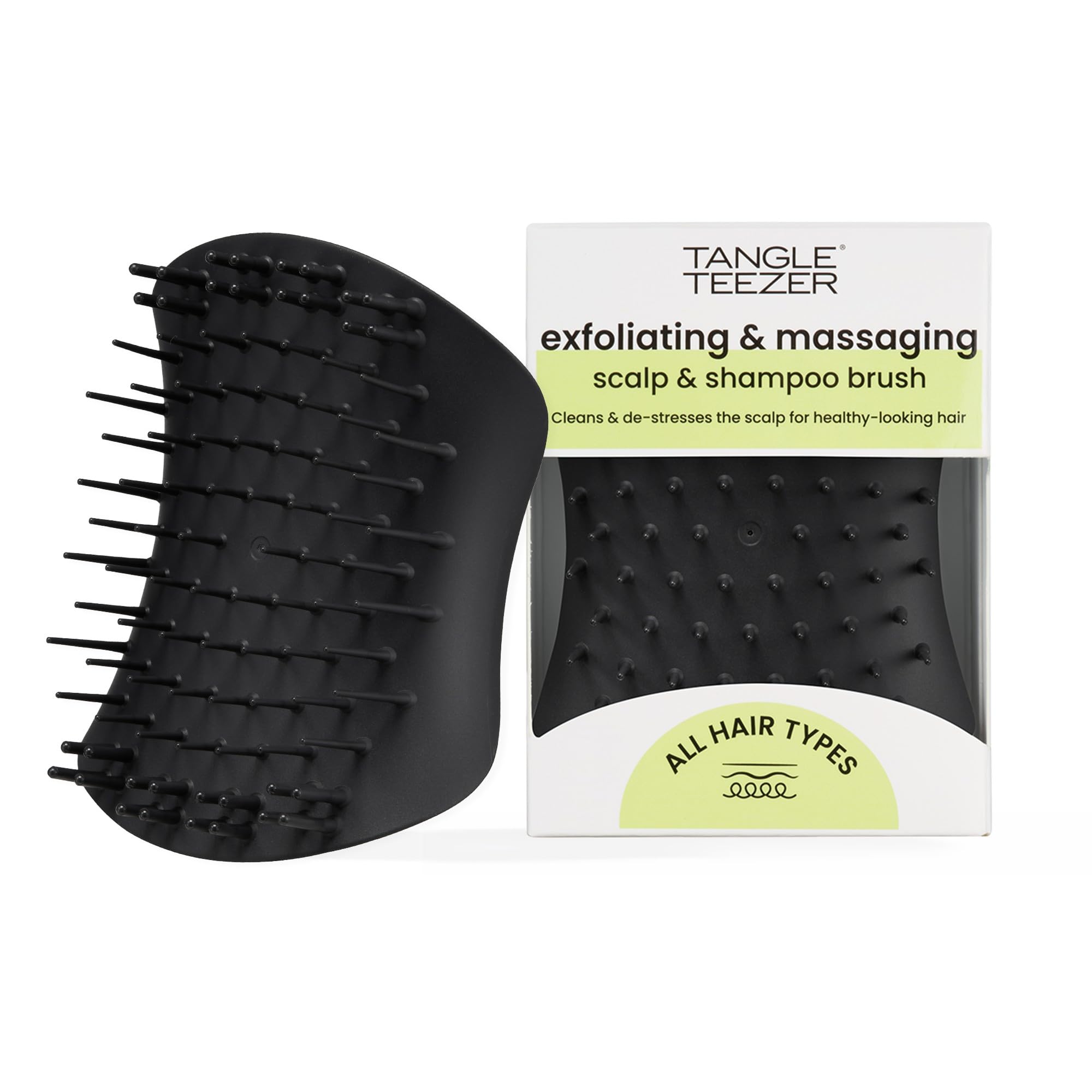Tangle TeezerThe Scalp Exfoliator & Massager - Perfect for Hair Treatment & Scalp Detox - Removes Dirt & Dead Skin Cells - Use in Shower or with Hair Oil - Onyx Black